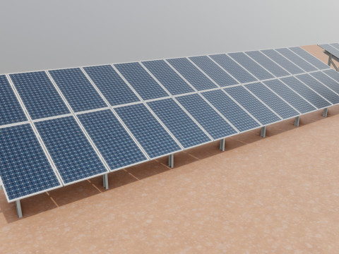Low Poly Fixed System Solar Energy Pack 3D Модель