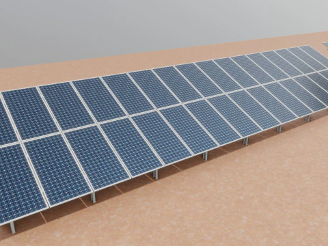 Low Poly Fixed System Solar Energy Pack 3D Model