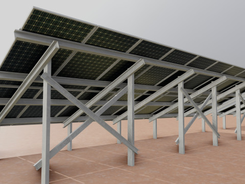 Low Poly Fixed System Solar Energy Pack 3D Модель