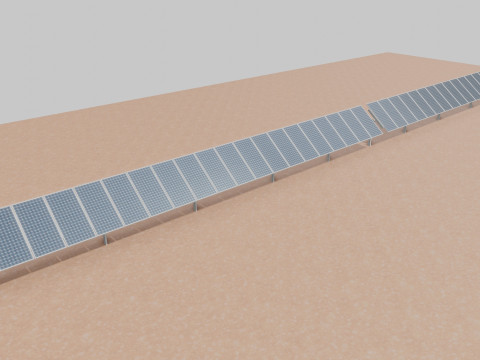 Low Poly Single Row Tracker System Pack 3D Model