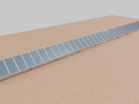 Low Poly Single Row Tracker System Pack 3D Model