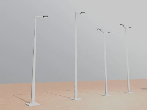 Low Poly Single Row Tracker System Pack 3D Model