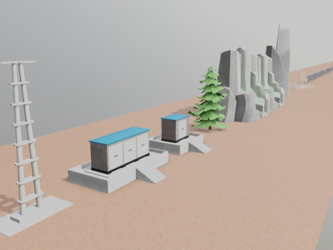 Low Poly Single Row Tracker System Pack 3D Model