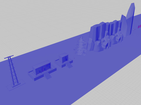 Low Poly Single Row Tracker System Pack 3D Model
