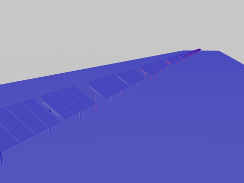 Low Poly Single Row Tracker System Pack 3D Model