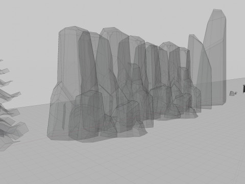 Low Poly Single Row Tracker System Pack 3D Model