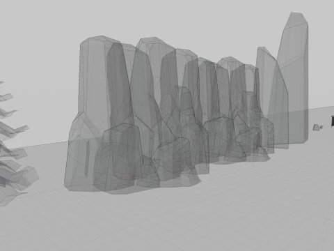 Low Poly Single Row Tracker System Pack 3D Model