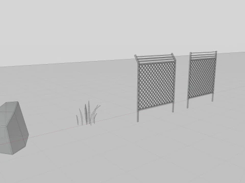 Low Poly Single Row Tracker System Pack 3D Model