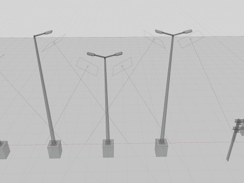 Low Poly Single Row Tracker System Pack 3D Model