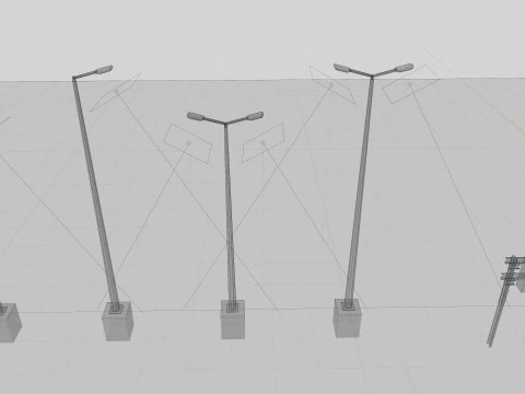 Low Poly Single Row Tracker System Pack 3D Model