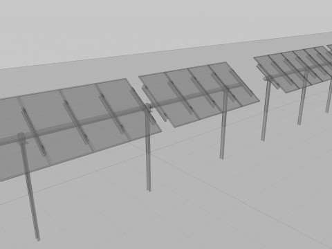 Low Poly Single Row Tracker System Pack 3D Model
