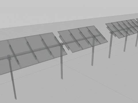 Low Poly Single Row Tracker System Pack 3D Model
