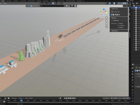 Low Poly Single Row Tracker System Pack 3D Model