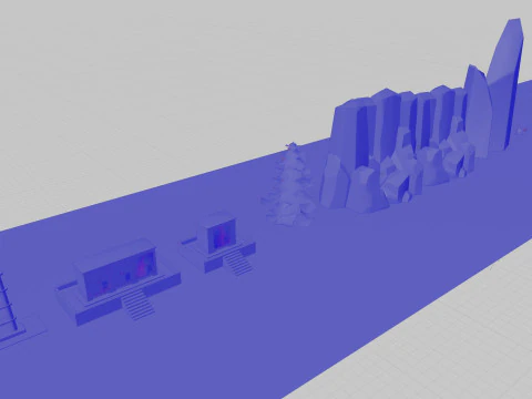 Low Poly Double Row Tracker System Pack 3D Model