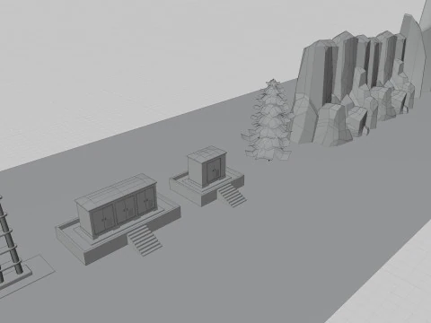 Low Poly Double Row Tracker System Pack 3D Model