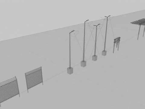 Low Poly Double Row Tracker System Pack 3D Model