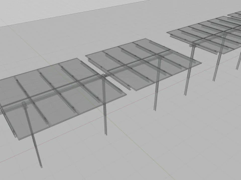 Low Poly Double Row Tracker System Pack 3D Model