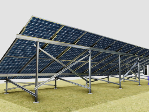 Solar Energy Construction 2x13 Table Vertical Purlin 3D Model