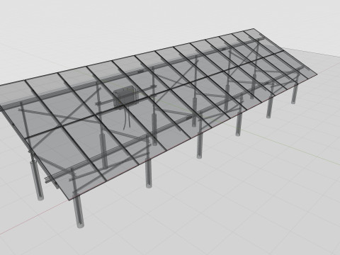 Solar Energy Construction 2x13 Table Vertical Purlin 3D Model