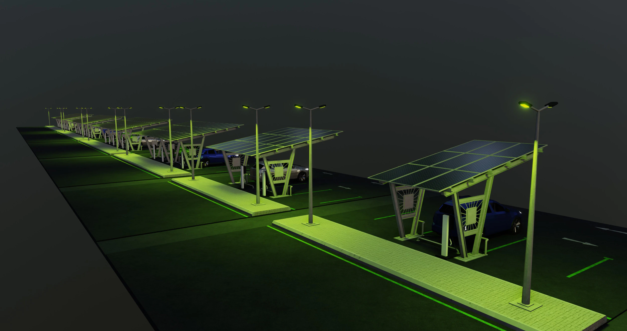 Low Poly Solar Carport Type-1 Pack 3D Model .c4d .max .obj .3ds .fbx .stl .blend 