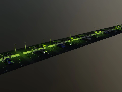 Low Poly Solar Carport Type-1 Pack 3D Model