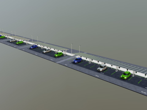 Low Poly Solar Carport Type-1 Pack 3D 模型