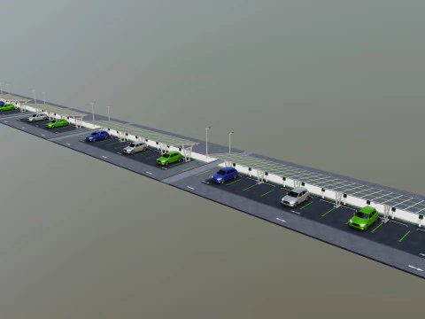 Low Poly Solar Carport Type-1 Pack 3D Model