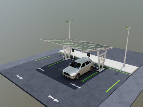 Low Poly Solar Carport Type-1 Pack 3D 模型