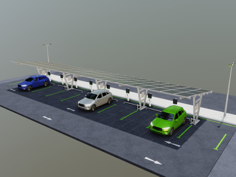 Low Poly Solar Carport Type-1 Pack 3D 模型