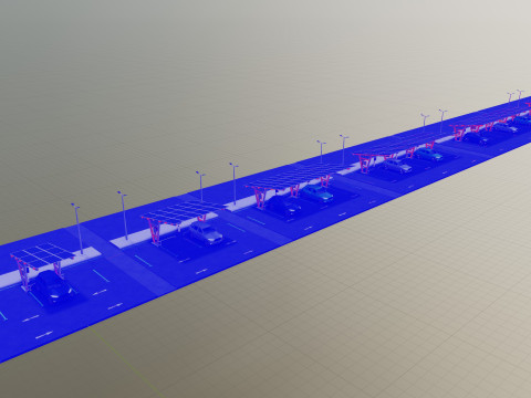Low Poly Solar Carport Type-1 Pack 3D 模型