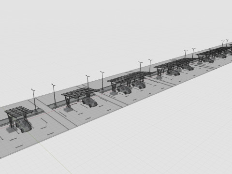 Low Poly Solar Carport Type-1 Pack 3D 模型