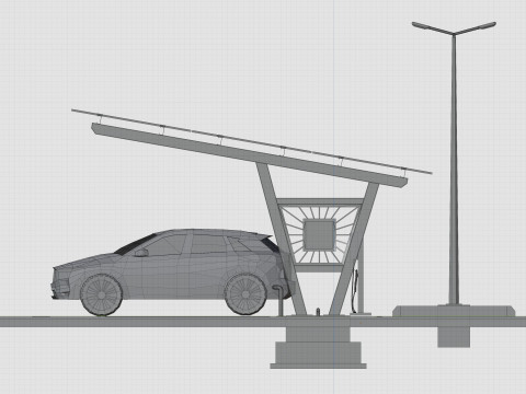 Low Poly Solar Carport Type-1 Pack 3D 模型