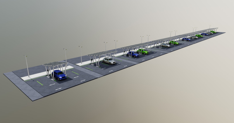 Low Poly Solar Carport Type-2 Pack Model 3D .c4d .max .obj .3ds .fbx .stl .blend