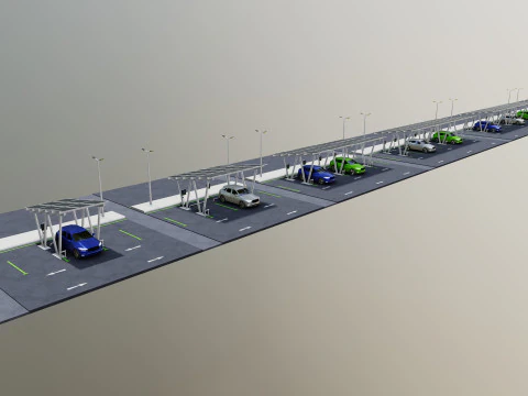 Paquete tipo 2 de cochera solar de baja poli Modelo 3D