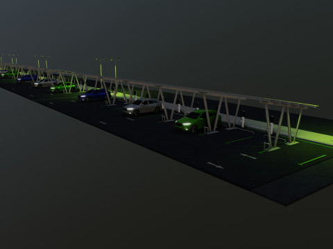 Low Poly Solar Carport Type-2 Pack Model 3D