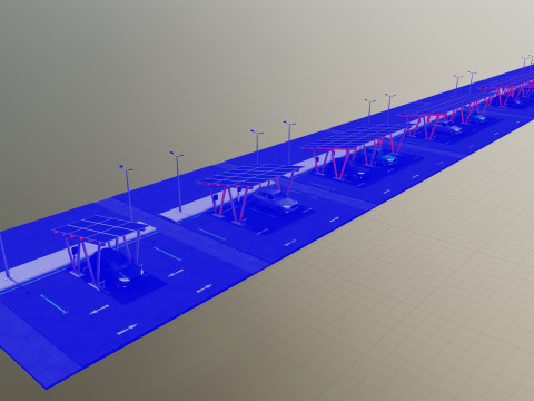 Low Poly Solar Carport Type-2 Pack Model 3D