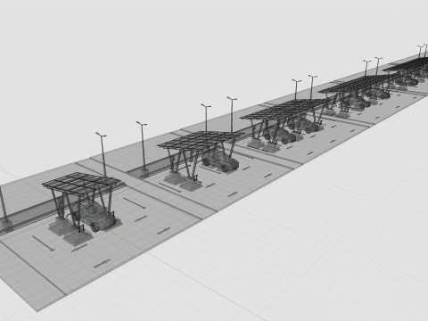 Low Poly Solar Carport Type-2 Pack Model 3D