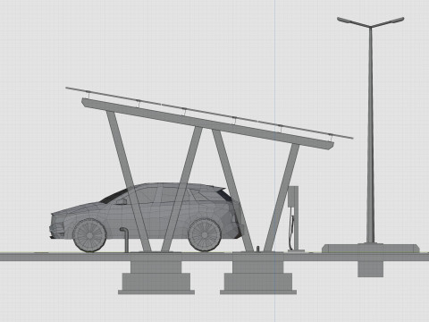 Low Poly Solar Carport Type-2 Pack Model 3D