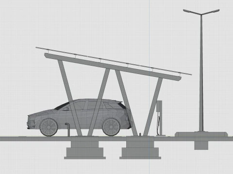 Low Poly Solar Carport Type-2 Pack 3D Model