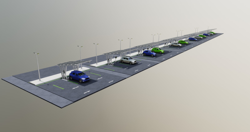 Low Poly Solar Carport Type-3 Pack Model 3D .c4d .max .obj .3ds .fbx .stl .blend