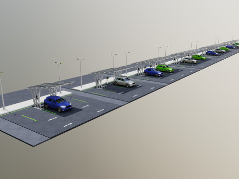 Low Poly Solar Carport Type-3 Pack Model 3D