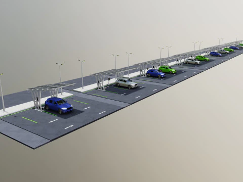 Paquete tipo 3 de cochera solar de baja poli Modelo 3D