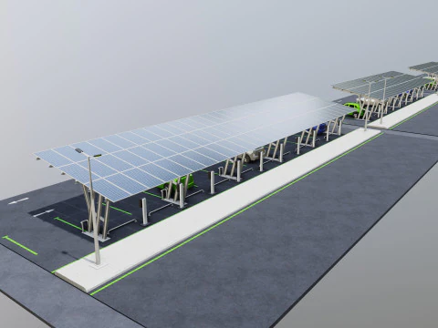 Low Poly Solar Carport Type-3 Pack 3D Model