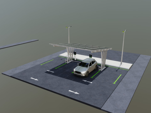 Low Poly Solar Carport Type-3 Pack Model 3D