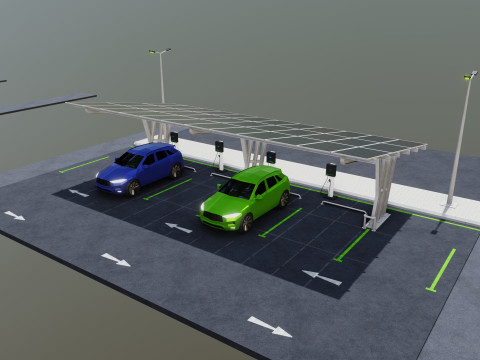 Low Poly Solar Carport Type-3 Pack Model 3D