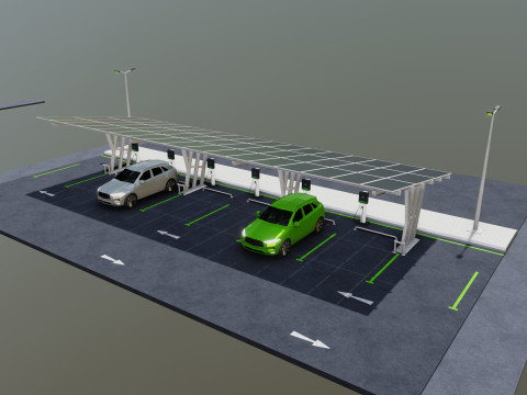 Low Poly Solar Carport Type-3 Pack Model 3D