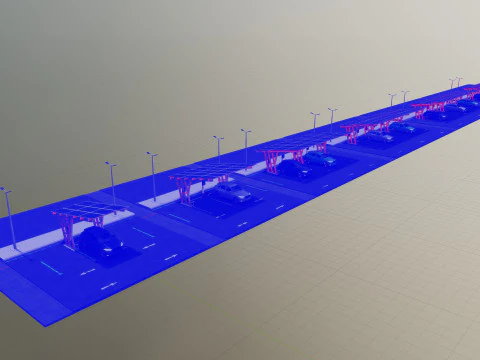 Low Poly Solar Carport Type-3 Pack 3D Model