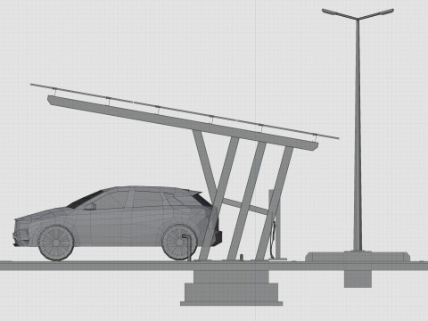 Low Poly Solar Carport Type-3 Pack Model 3D