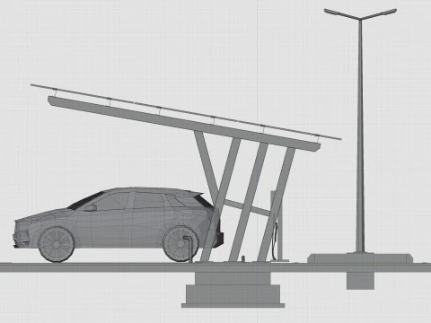 Low Poly Solar Carport Type-3 Pack 3D Model
