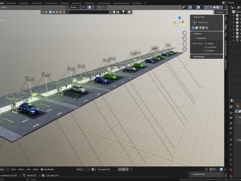 Low Poly Solar Carport Type-3 Pack Model 3D